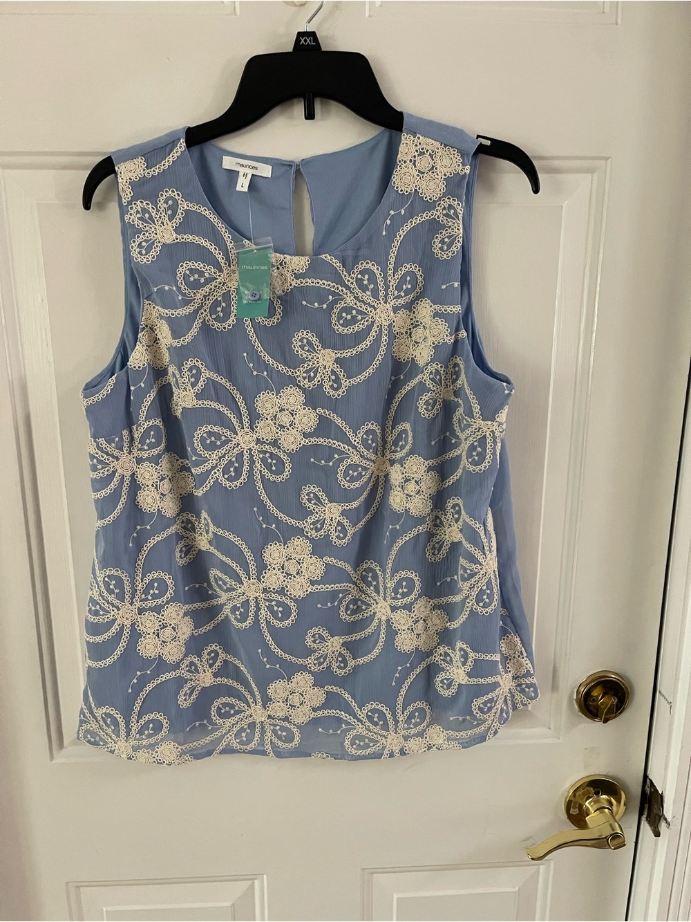 Maurices Dusty Blue Lace-Overlay Sleeveless Camisole Large